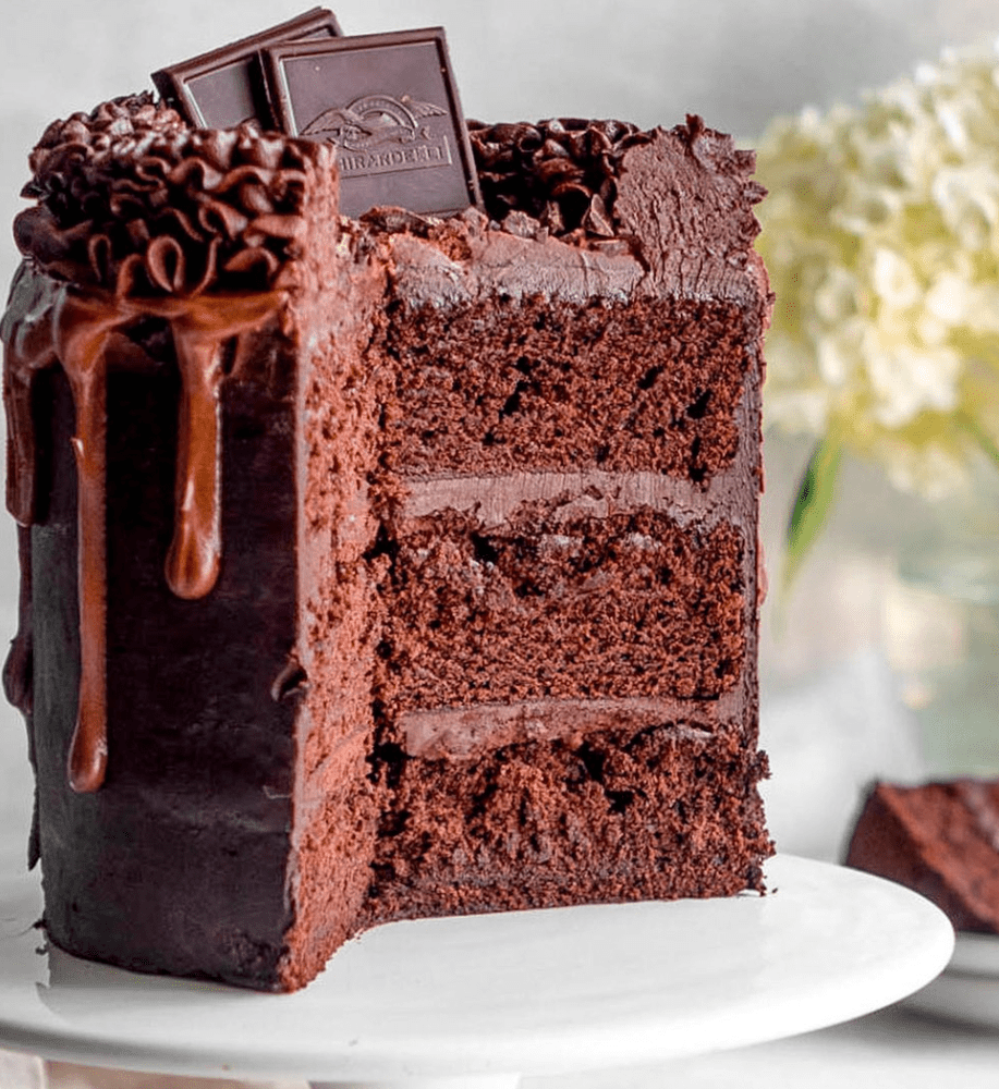 Dark Chocolate Layer Cake with Chocolate Buttercream and Ganache Recipe