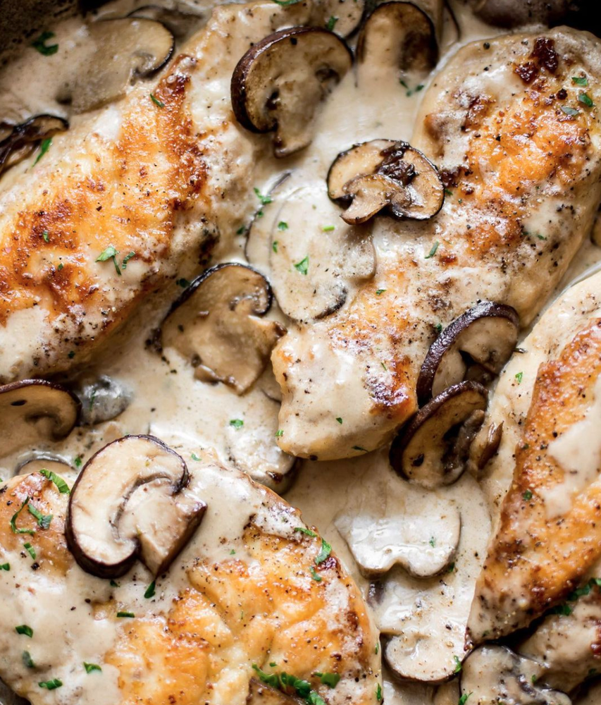 Creamy Pan Fried Chicken and Mushrooms Recipe The Feedfeed
