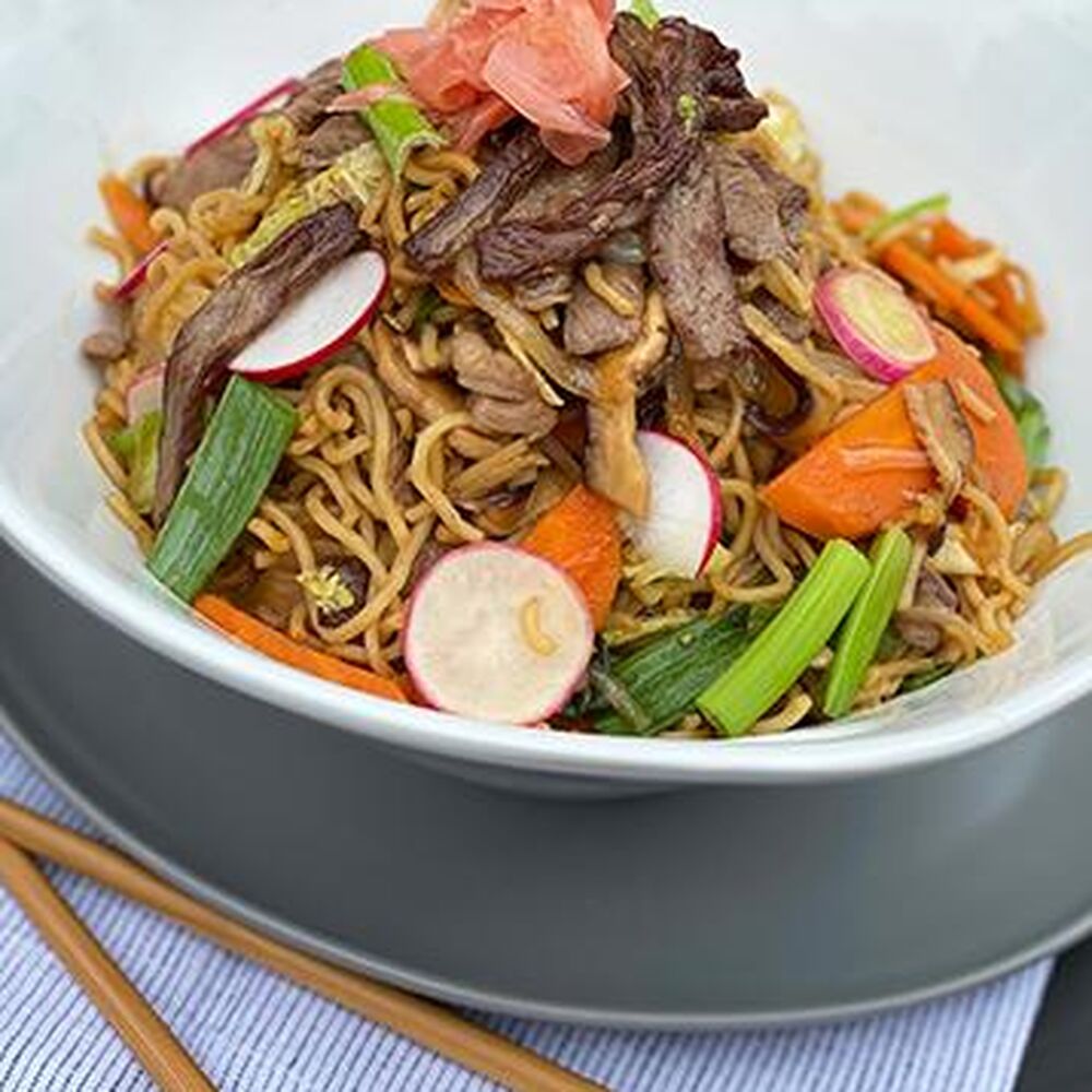 Miyazakigyu Wagyu Strip Steak Yakisoba by double8cattle Quick & Easy