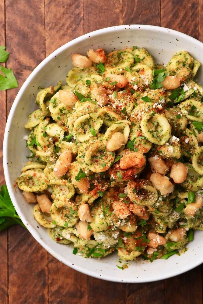 Broccoli Rabe Pesto Pasta with Crispy White Beans Recipe The Feedfeed
