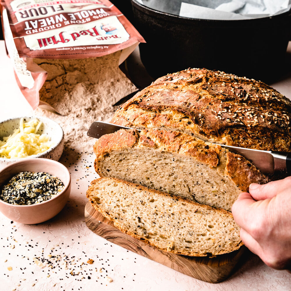 Dutch Oven Bread with Cheddar and Everything Bagel Seasoning Recipe The Feedfeed