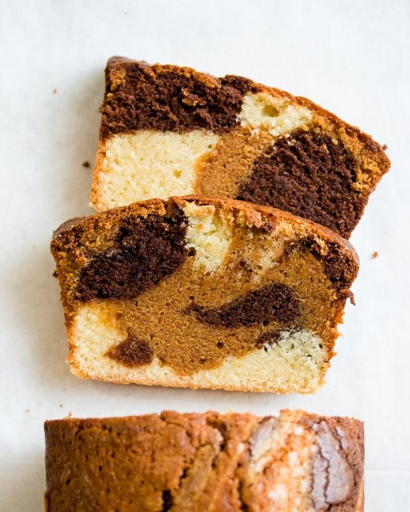 Chocolate, Vanilla & Dulce de Leche Marbled Loaf Cake Recipe The Feedfeed