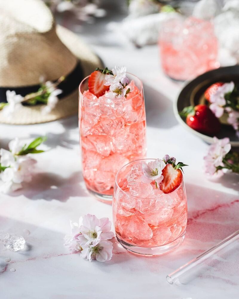 Strawberry Simple Syrup Gin and Tonic Recipe The Feedfeed