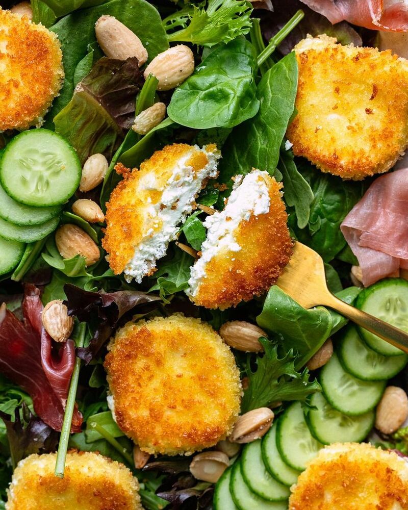 Fried Goat Cheese Salad with Prosciutto Recipe The Feedfeed