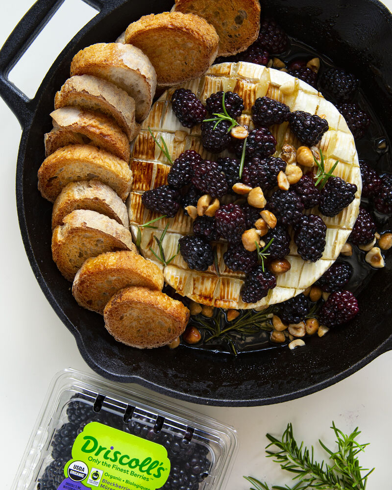 SkilletFried Brie with Blackberries, Rosemary, and Hazelnuts Recipe