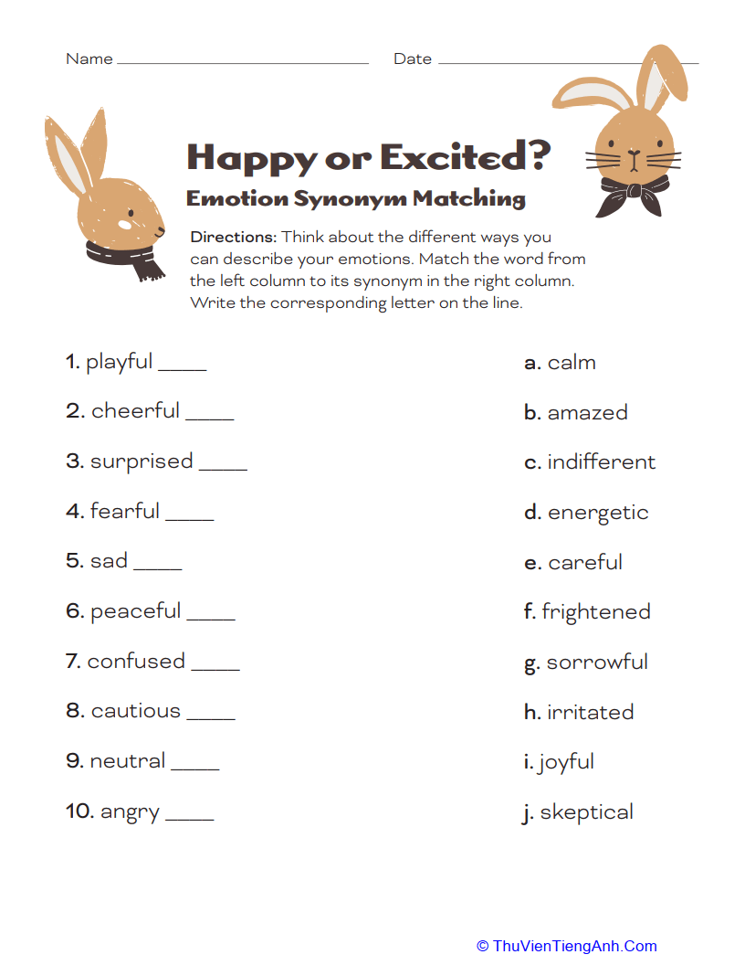 Happy or Excited? Emotion Synonym Matching Thư Viện Tiếng Anh