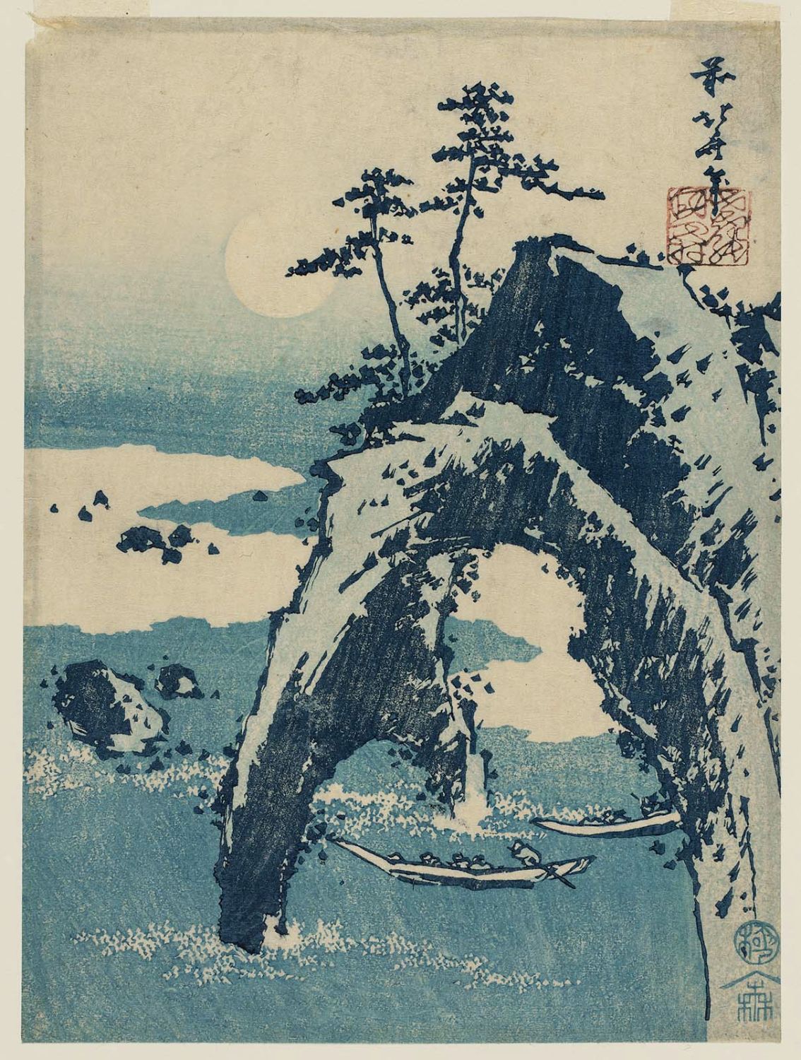 Katsushika Hokusai Moonlit Landscape, from an untitled series of blue