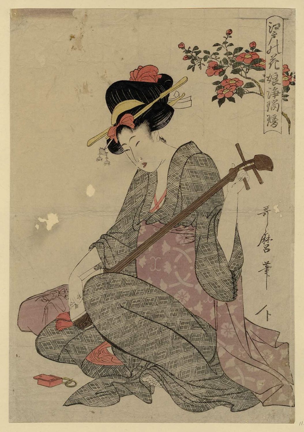 Kitagawa Utamaro Camellia, from the series Flowers of Edo Girl Ballad