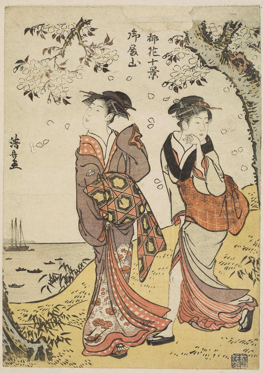 Torii Kiyonaga Gotenyama, from the series Ten Views of the Flowers of