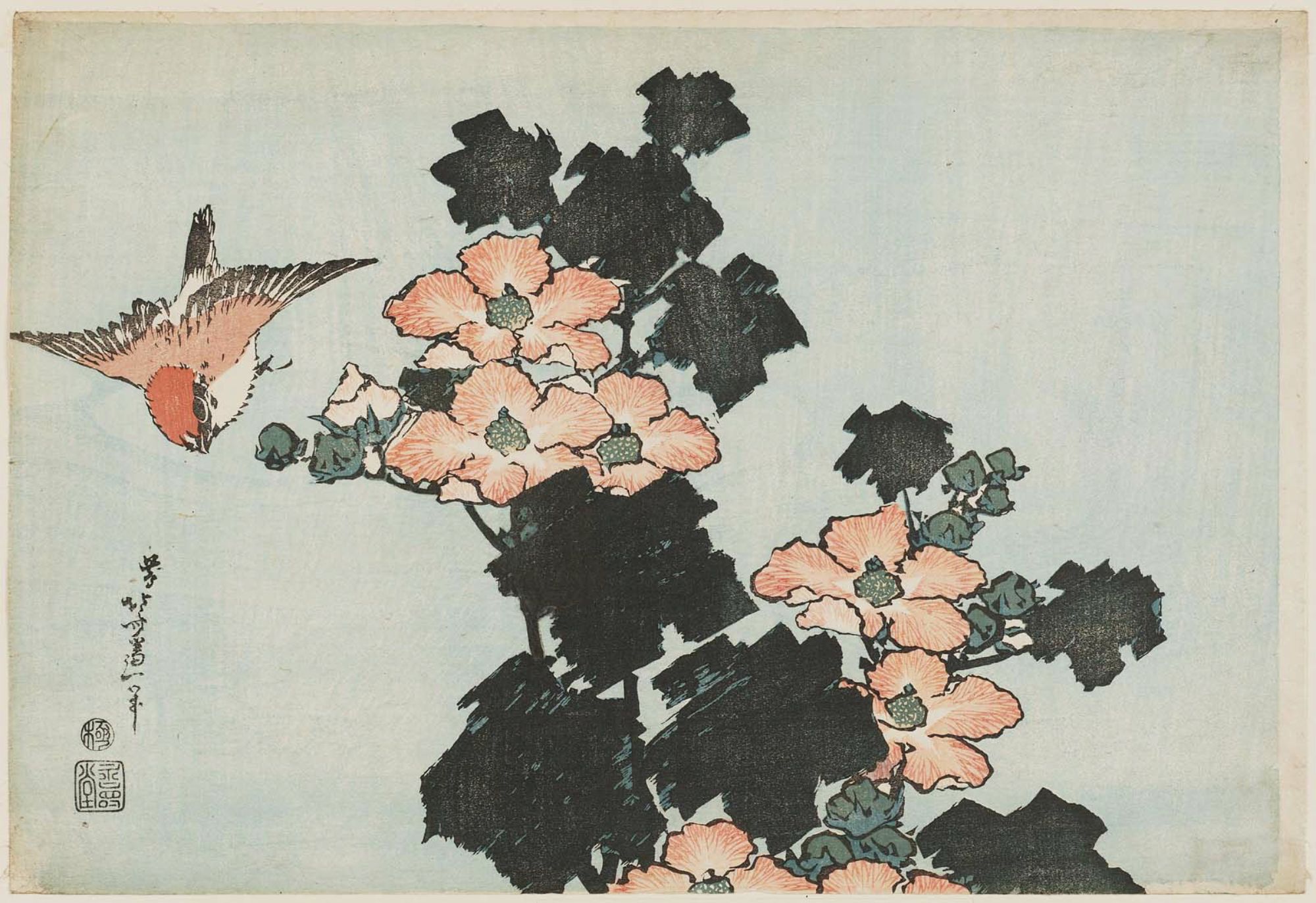Katsushika Hokusai Hibiscus and Sparrow, from an untitled series known