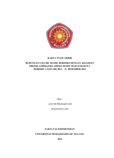 Top PDF Faktor Risiko Kejadian Preeklampsia Berat/Eklampsia pada Ibu Hamil  - 123dok.com
