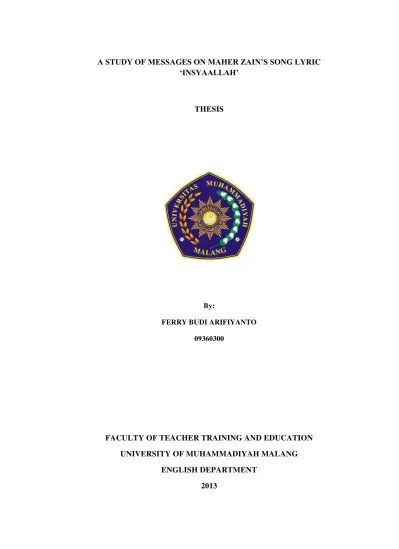 Top PDF A STUDY OF MESSAGES ON MAHER ZAIN‟S SONG LYRIC „INSYAALLAH‟ -  123dok.com