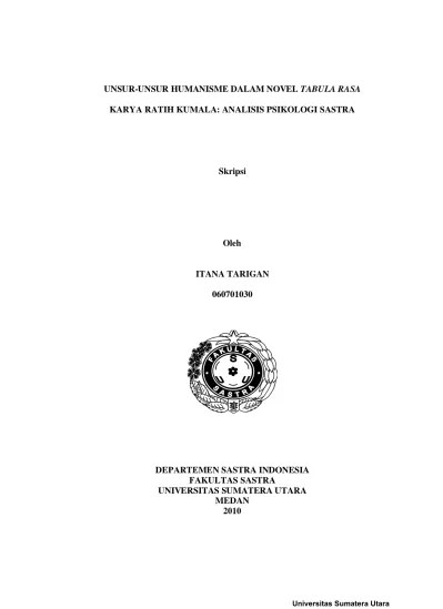 Unsur-unsur Humanisme dalam Novel Tabula Rasa Karya Ratih Kumala : Analisis  Psikologi Sastra
