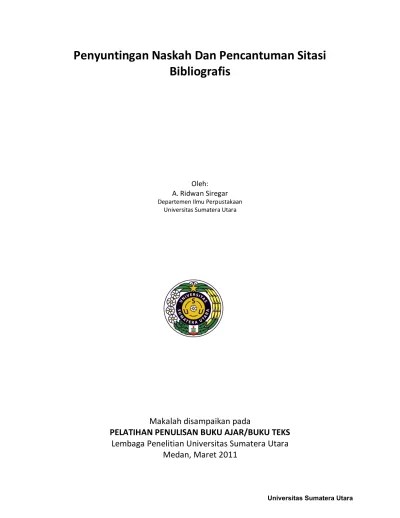 Penyuntingan Naskah dan Pencantuman Sitasi Bibliografis