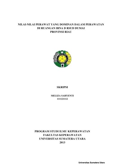 Top PDF Nilai-nilai Perawat yang Dominan dalam Perawatan di Ruangan IRNA D  RSUD Dumai - 123dok.com