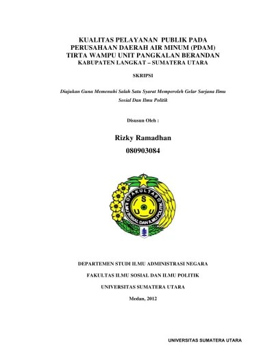 Top PDF Kualitas Pelayanan Publik Pada Perusahaan Daerah Air Minum (Pdam)  Tirta Wampu Unit Pangkalan Berandan Kabupaten Langkat – Sumatera Utara -  123dok.com