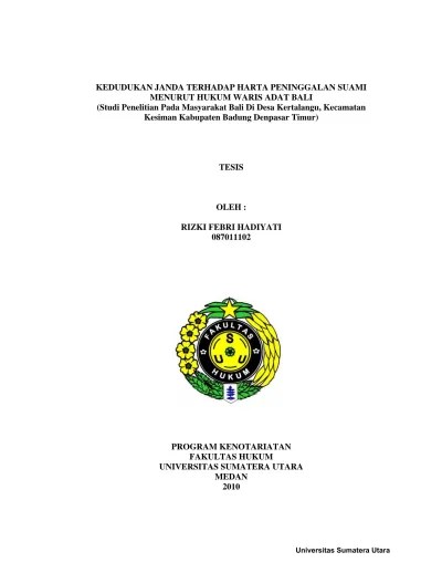 Top PDF Kedudukan Janda Dalam Pewarisan Menurut Hukum Adat Bali di  Kabupaten Tabanan - Ubaya Repository - 123dok.com