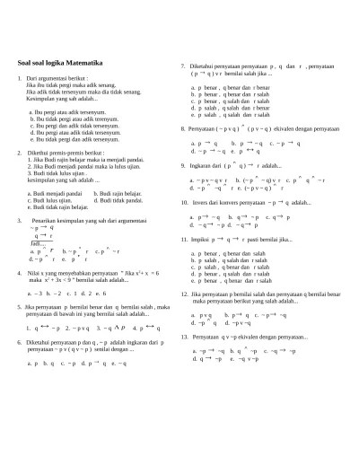 Top PDF Contoh Soal Psikotes Logika Aritmatika - Kumpulin Soal logika  aritmatika - 123dok.com