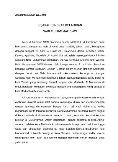 SEJARAH SINGKAT KELAHIRAN NABI MUHAMMAD