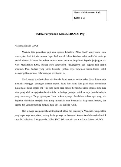 Top PDF Pidato Perpisahan Kelas 6 - 123dok.com