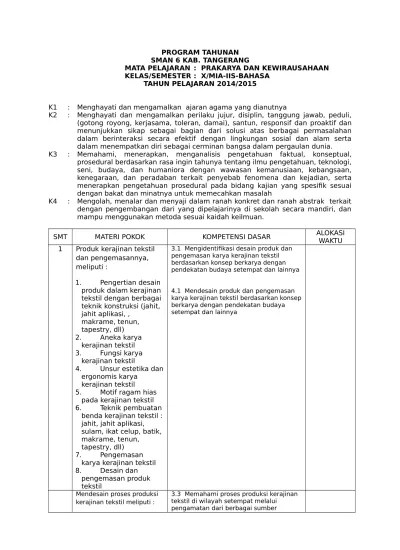 Prota Prakarya Kelas 10