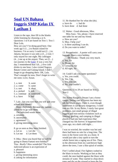Soal Latihan Bahasa Inggris tentang Animals