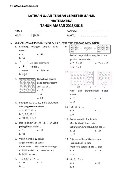 Top PDF soal matematika Ke 1 kelas 1 melihat.net - 123dok.com