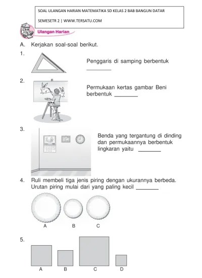 SOAL UH MATEMATIKA KELAS 2 BAB BANGUN DATAR SMSTER 2
