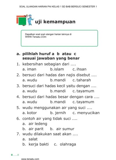 SOAL UH PAI KELAS 1 BAB PERILAKU TERPUJI SEMESTER 2