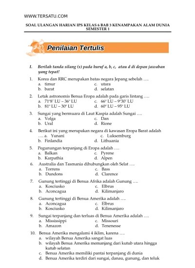 SOAL UH KELAS 6 IPS BAB 1 PERKEMBANGAN SISTEM ADMINISTRASI INDONESIA  TERSATU DOT COM