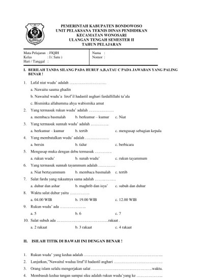 Top PDF Contoh Soal UTS Fiqih Kelas 1 semeter 2 - 123dok.com