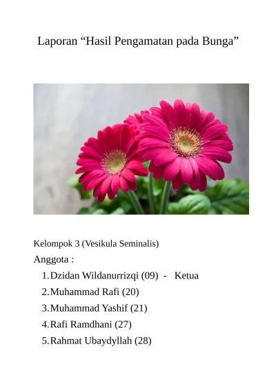 Laporan Hasil Pengamatan pada Bunga