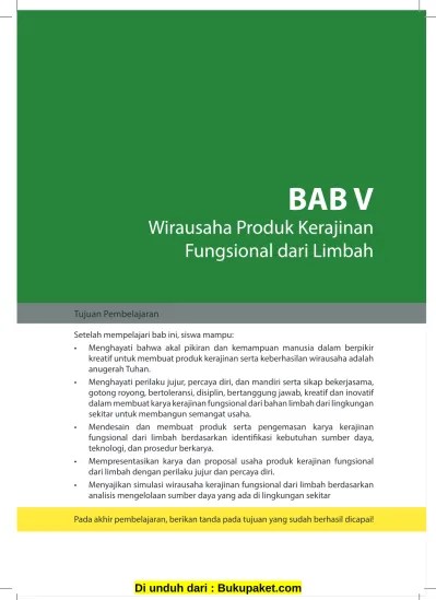 Bab 5 Wirausaha Produk Kerajinan Fungsional dari Limbah