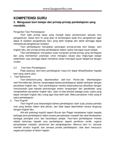 Top PDF 2. Menguasai teori belajar dan prinsip prinsip pembelajaran yang  mendidik. - 123dok.com