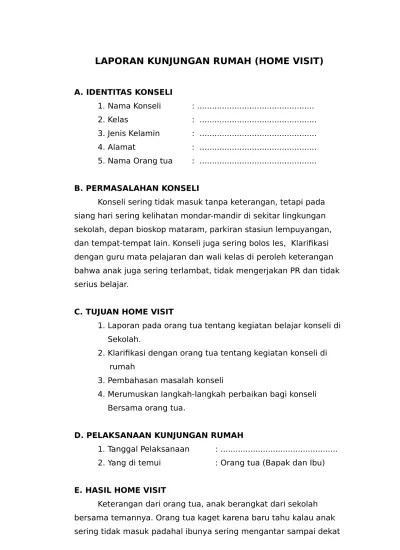 Laporan Kunjungan Ruman (Home Visit)