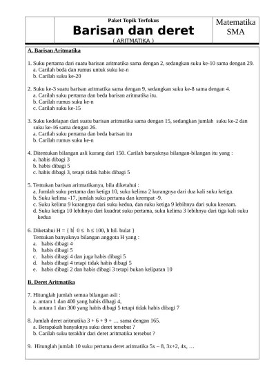 Soal barisan dan deret 1