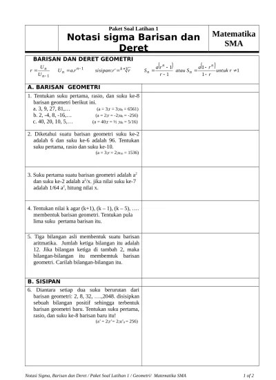 Top PDF Soal Matematika SMA Barisan dan Deret 12 - 123dok.com
