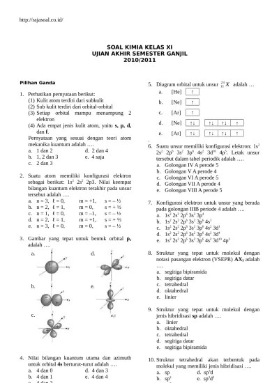 Soal UAS Kimia Kelas XI Semester 2