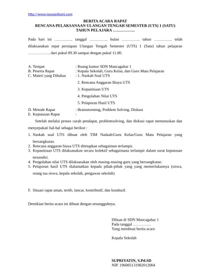 BERITA ACARA RAPAT UTS