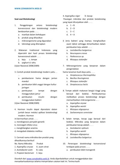 soal biotek no keys kelas 9 zonabio