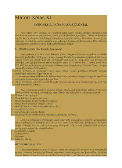 Materi Kelas XI sejarah