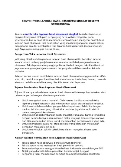 CONTOH TEKS LAPORAN HASIL OBSERVASI SING