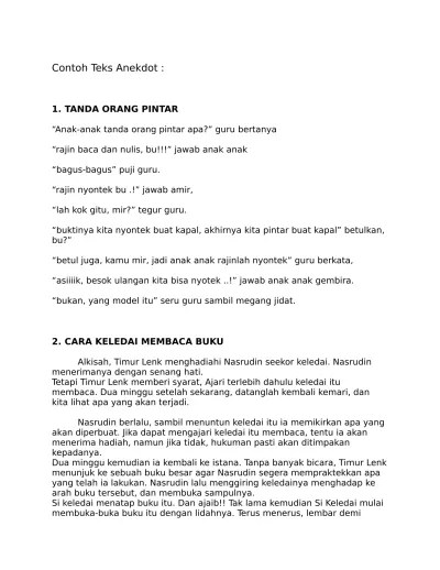 Contoh Teks Anekdot