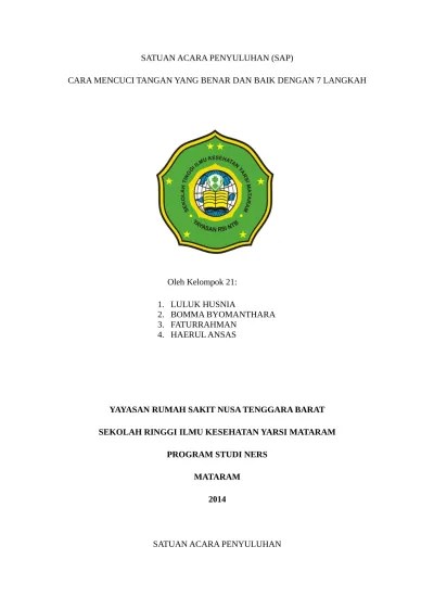 SATUAN ACARA PENYULUHAN SAP CARA MENCUCI
