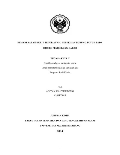 PEMANFAATAN KULIT TELUR AYAM, BEBEK DAN BURUNG PUYUH PADA PROSES PEMBEKUAN  DARAH