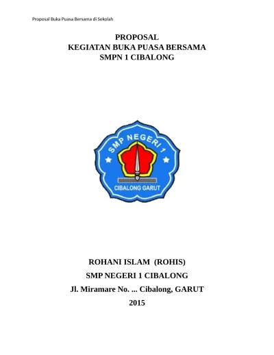 Proposal Buka Puasa di Sekolah