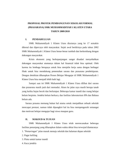 PROPOSAL PROYEK PEMBANGUNAN SEKOLAH FORMAL