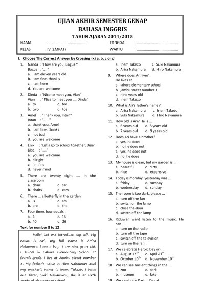 Top Pdf Soal Ukk Bahasa Inggris Kelas 2 Sd (3).Doc - 123Dok.com