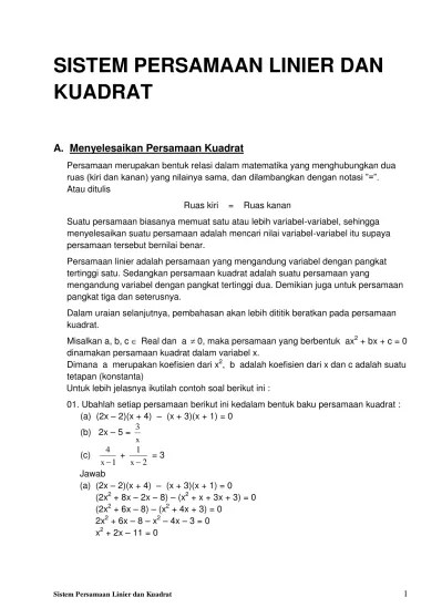 01 Menyelesaikan Persamaan Kuadrat