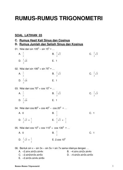 Modul Matematika SMA dan Soal Latihan 07 Latihan 03